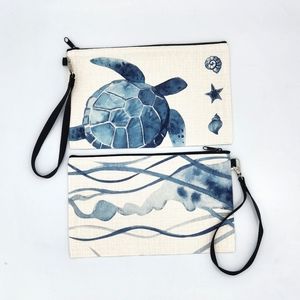 Sea Turtle Wristlet Purse,  Clutch, Cosmetic Bag